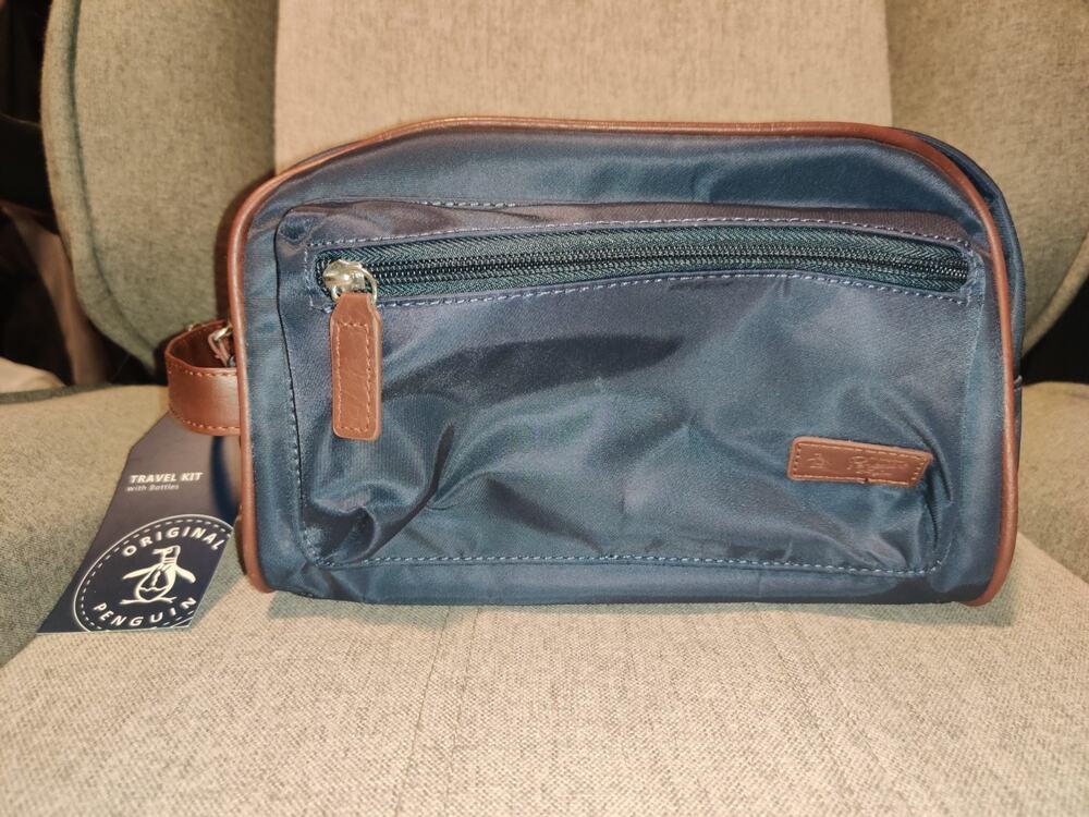 Original Penguin Men's Travel Kit with Bottles Blue NEW WITH TAGS